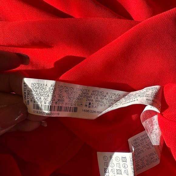 Zara‎ SZ XS red pleated chiffon flare mini dress - Picture 12 of 16